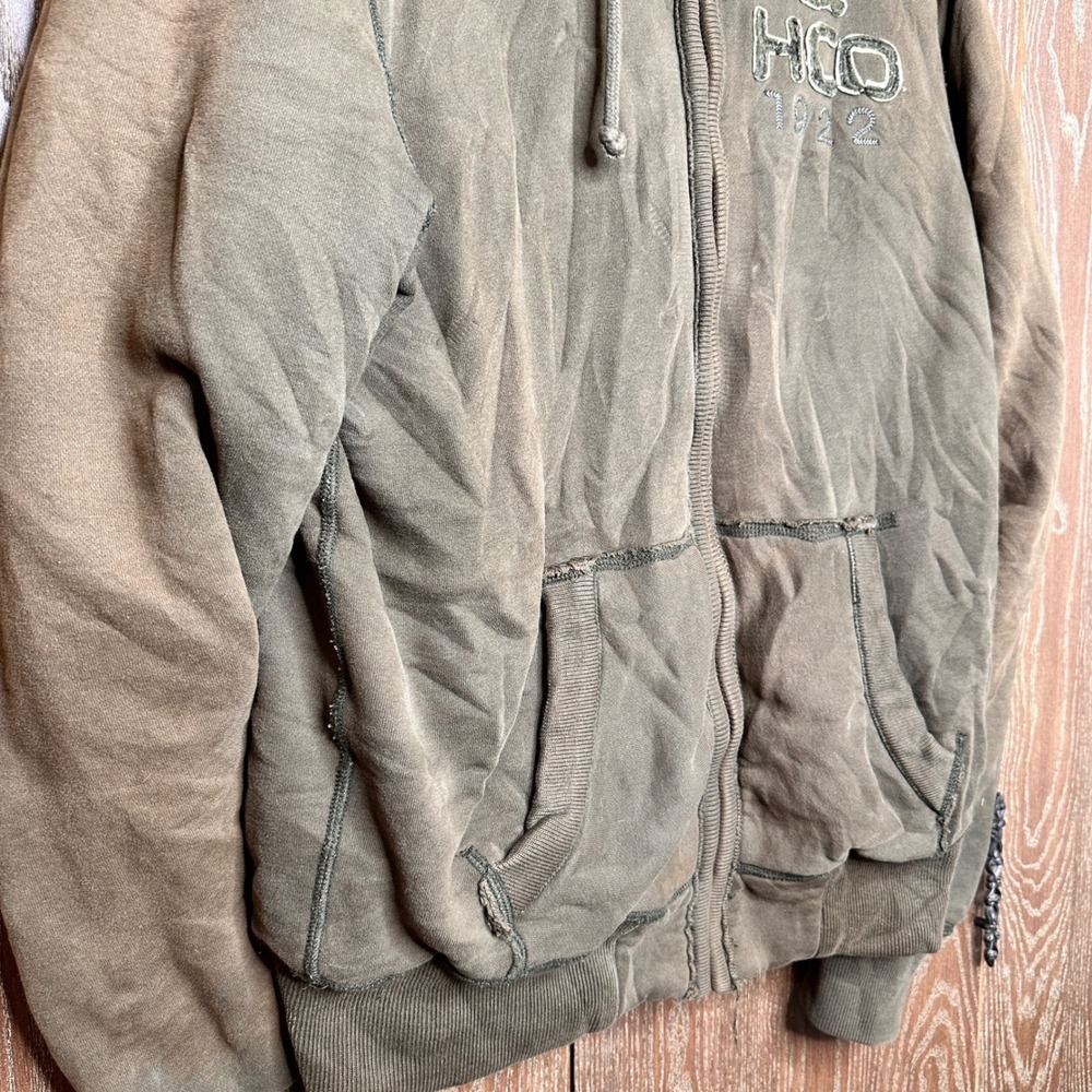 Y2K Hollister California Plaid Lined Jacket Men Med Sage Brown Faux Fur Twilight - Picture 7 of 11